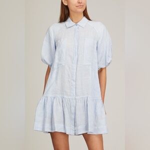 LIKE NEW Jonathan Simkhai Crissy Striped Mini Shirt Dress, Size S